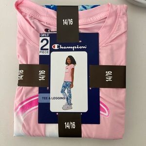 Champion Pink/Blue Tee and Legging Set Girl’s 14/16